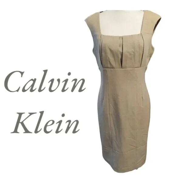 CALVIN Klein dress Tan womens knee length size 10